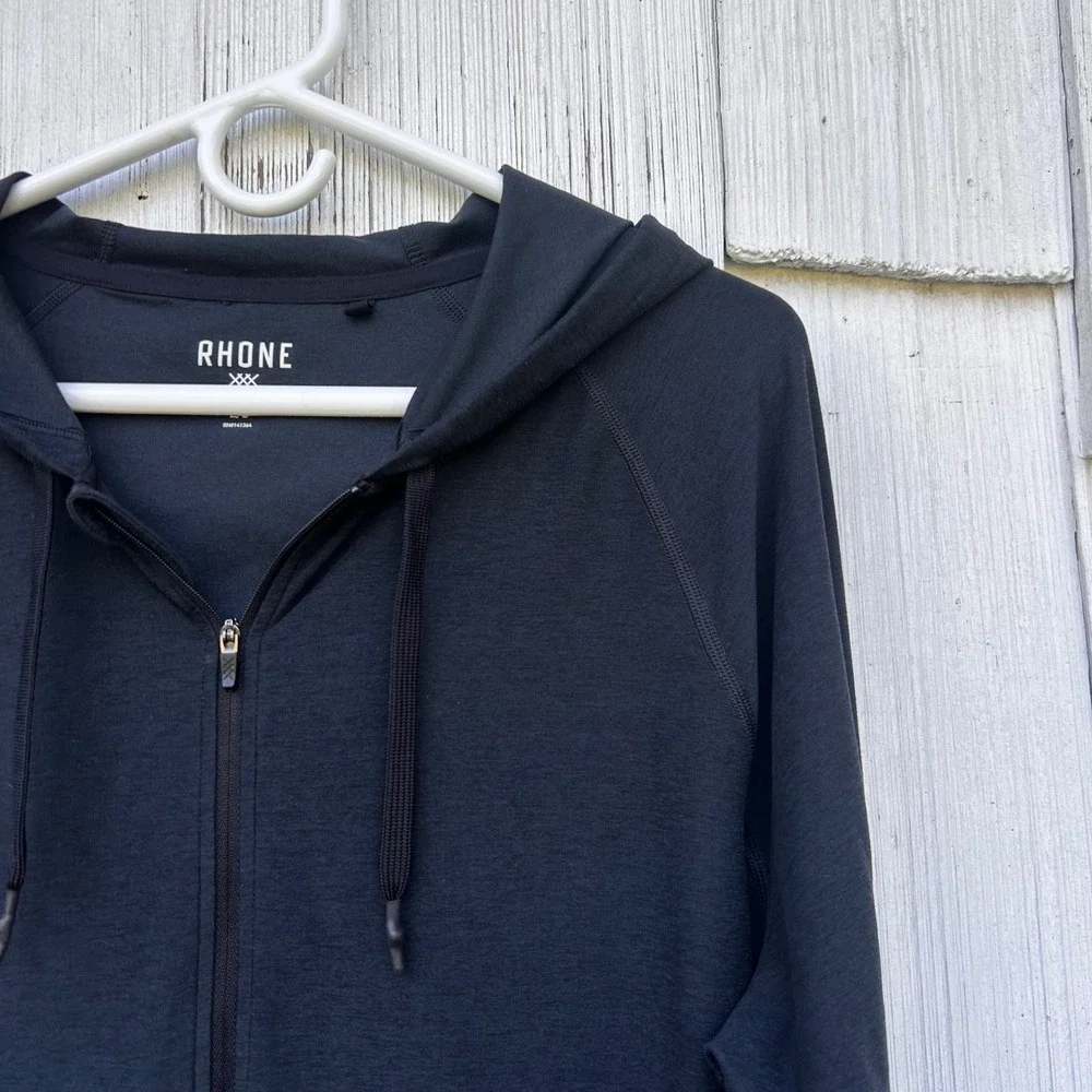 Rhone Out Of Office Full Zip Hoodie Mens LGreen Grey Performance Activewear - Picture 3 of 9